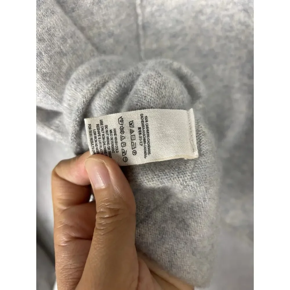Free People 100% Cashmere Mock Neck Cropped Gray Sweater Relaxed Fit M